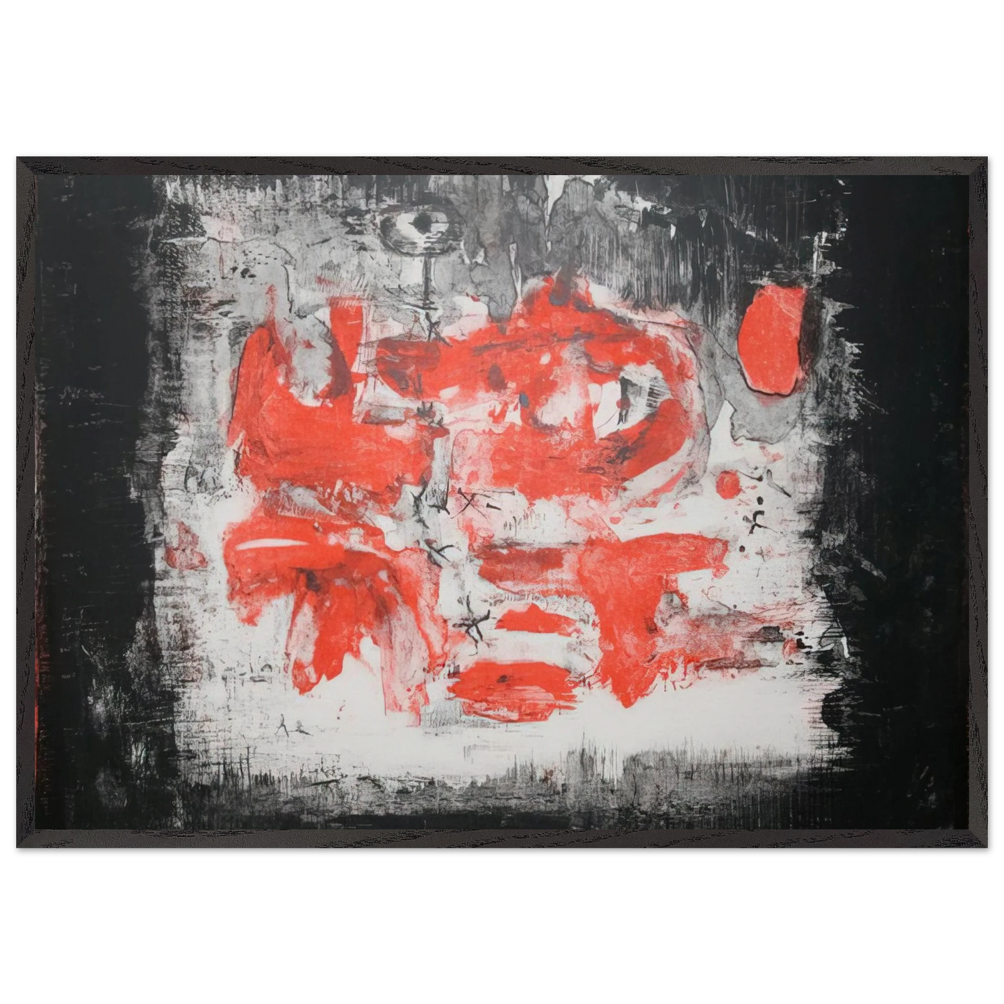 UNTITLED 1956 1 - Zao Wou-Ki 70x100 cm / 28x40 inches Framed Art Print – Black Wooden Frame