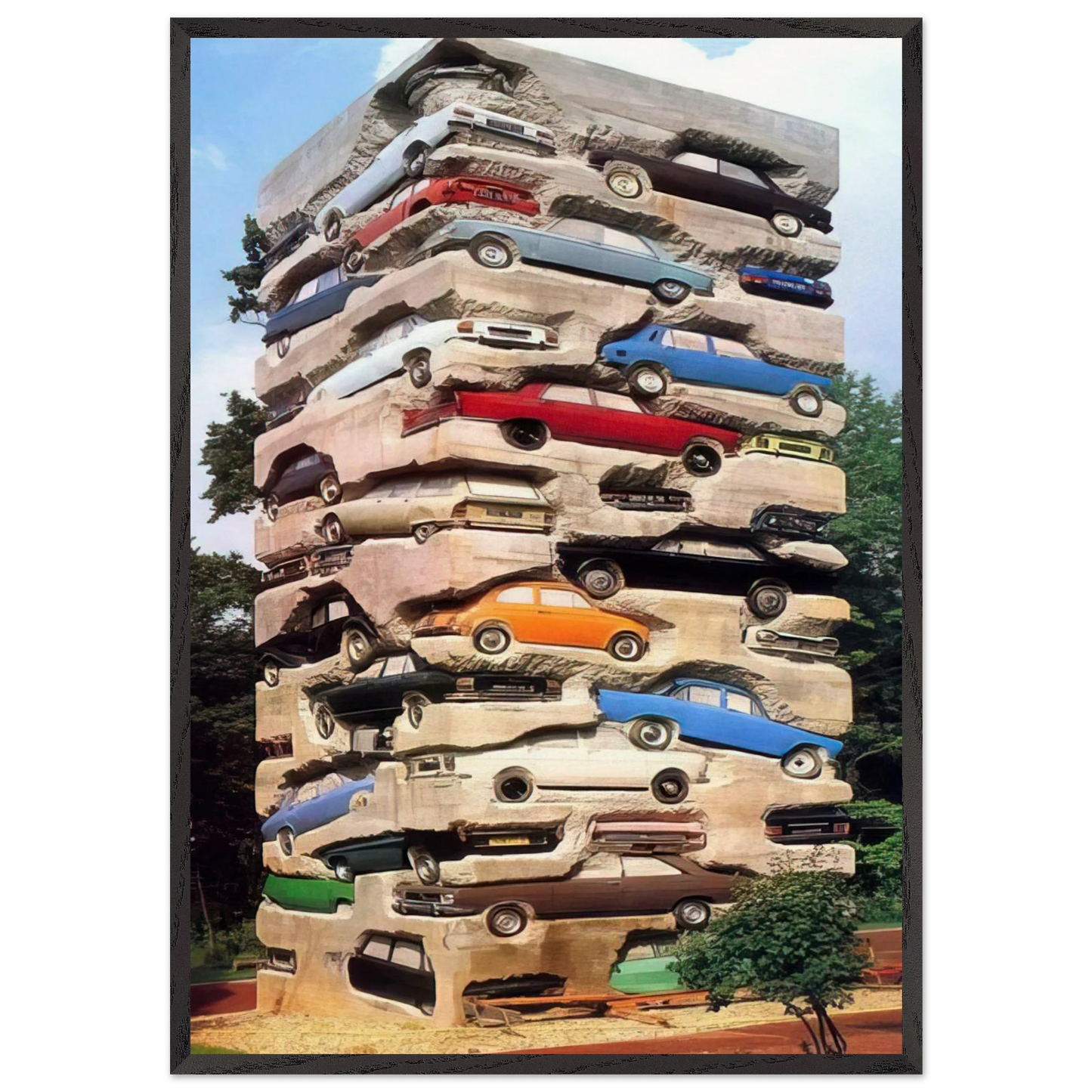 Long-term parking - 1982 - Arman 70x100 cm / 28x40 inches Framed Art Print – Black Wooden Frame