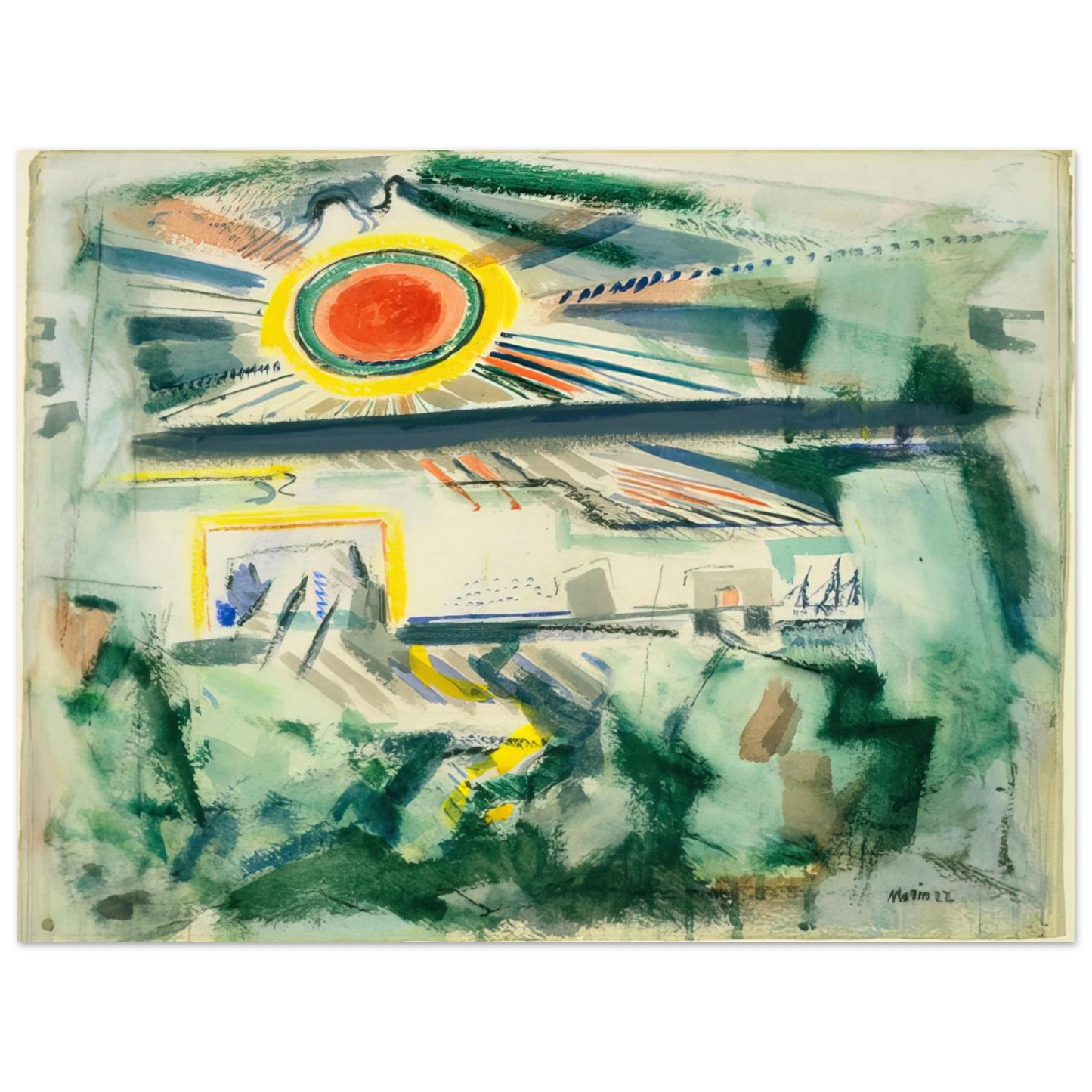 John Marin - Sunset - 1922 75x100 cm / 30x40inches Fine Art Poster