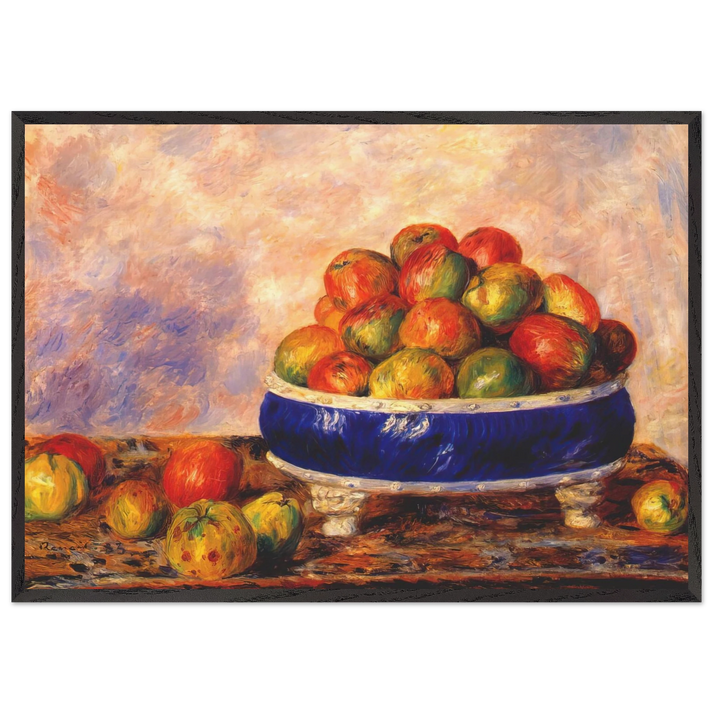 Apples in a dish - Pierre-Auguste Renoir 70x100 cm / 28x40 inches Framed Art Print – Black Wooden Frame