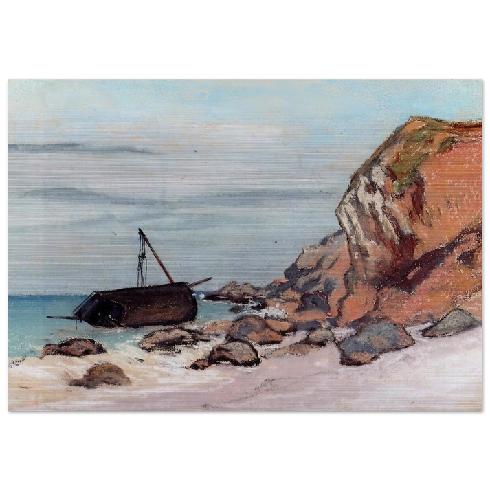 Saint-Adresse, Beached Sailboat - claude monet Brushed Aluminum Print - 70x100 cm / 28x40 inches | claude monet Aluminum Print | claude monet Prints