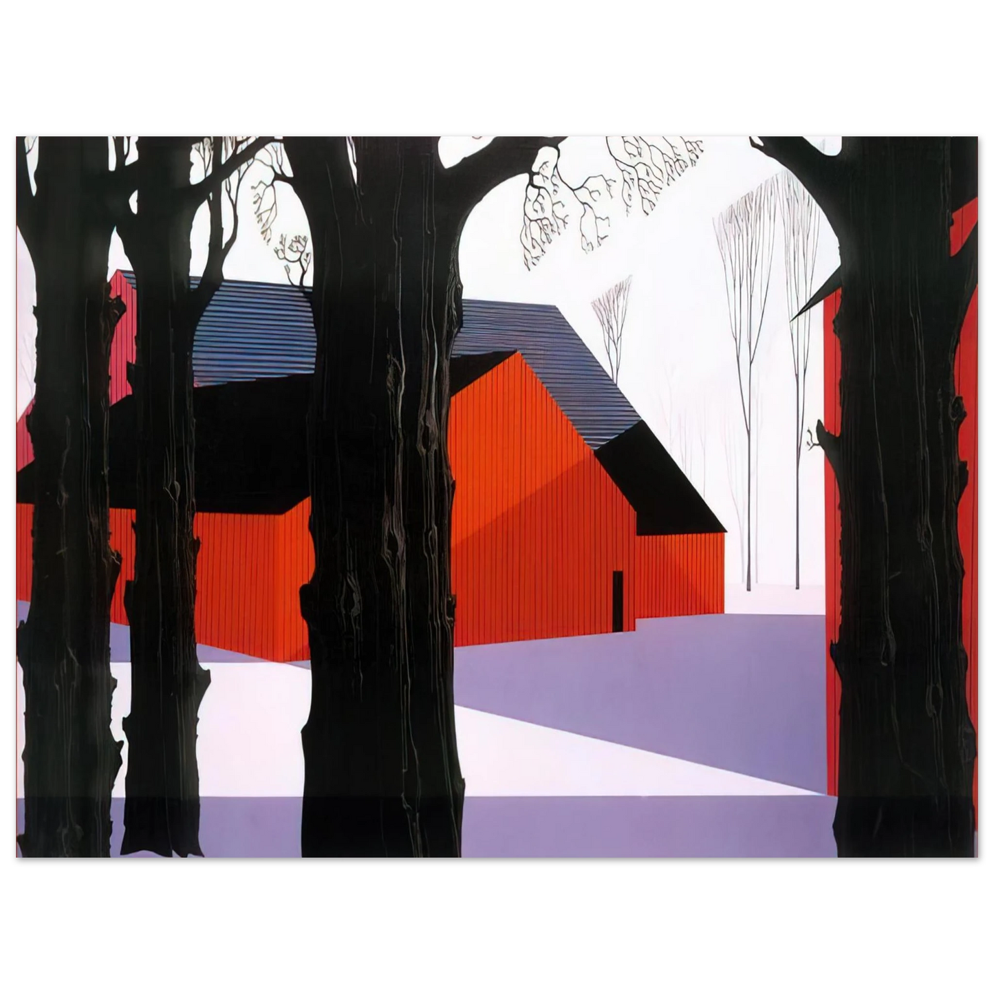 Eyvind Earle - Red Barn 75x100 cm / 30x40inches Fine Art Poster