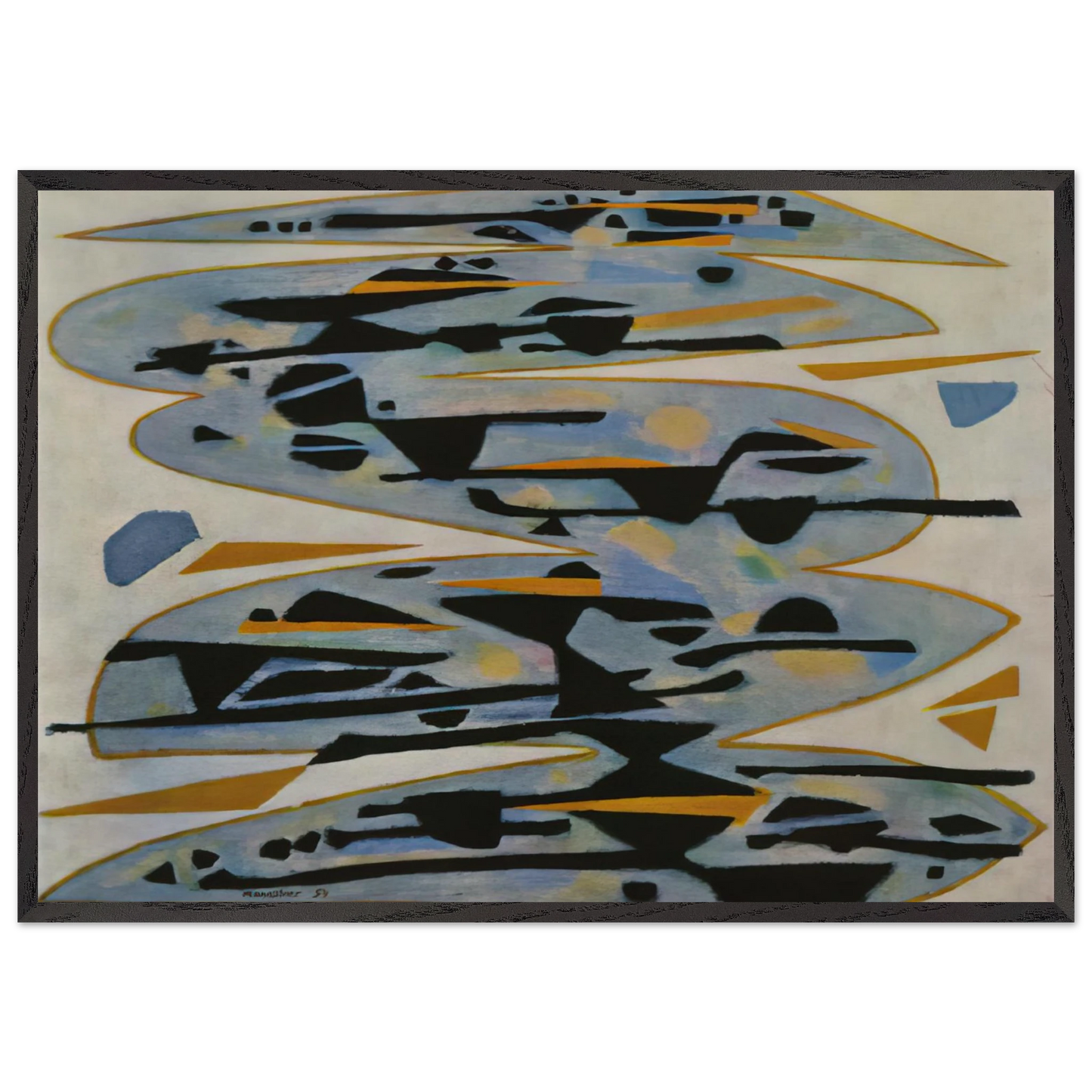 Morte eau - 1954 - Alfred Manessier 70x100 cm / 28x40 inches Framed Art Print – Black Wooden Frame