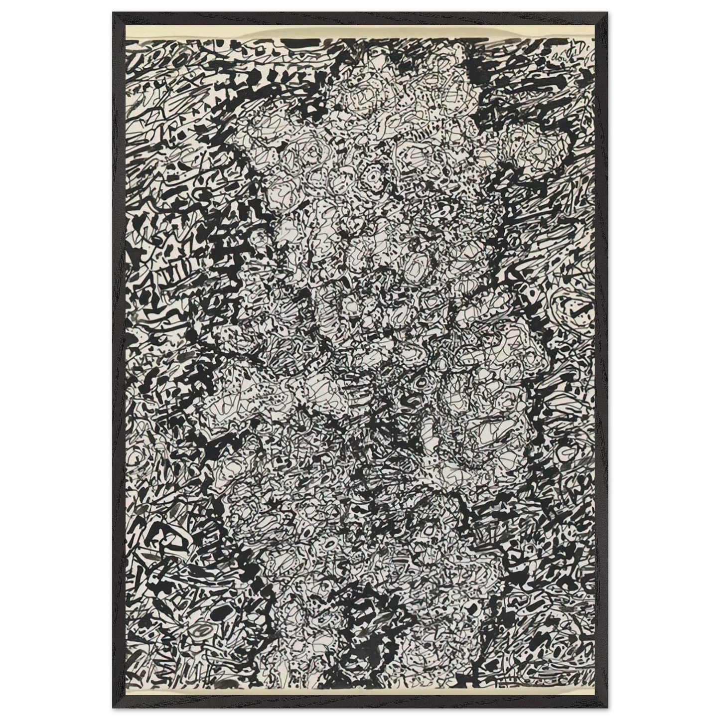 FIGURE WITH HAT IN A LANDSCAPE 1960 - Jean Dubuffet 70x100 cm / 28x40 inches Framed Art Print – Black Wooden Frame