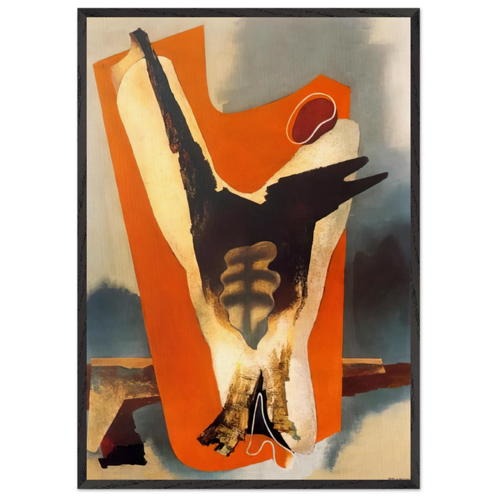 THE FUNERAL OF ROMANTICISM AESTHETIC TRANSFIGURATION 1934 - Enrico Prampolini 70x100 cm / 28x40 inches Framed Art Print – Black Wooden Frame