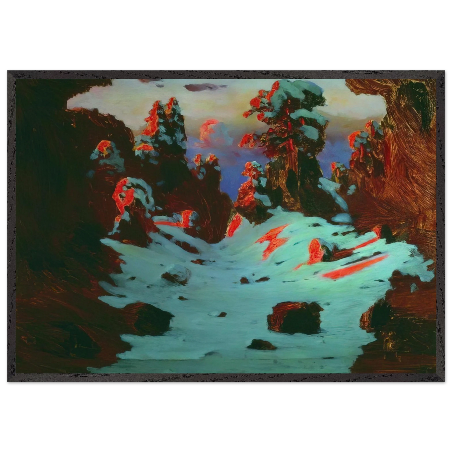 Sunset Effect - Arkhyp Kuindzhi 70x100 cm / 28x40 inches Framed Art Print – Black Wooden Frame