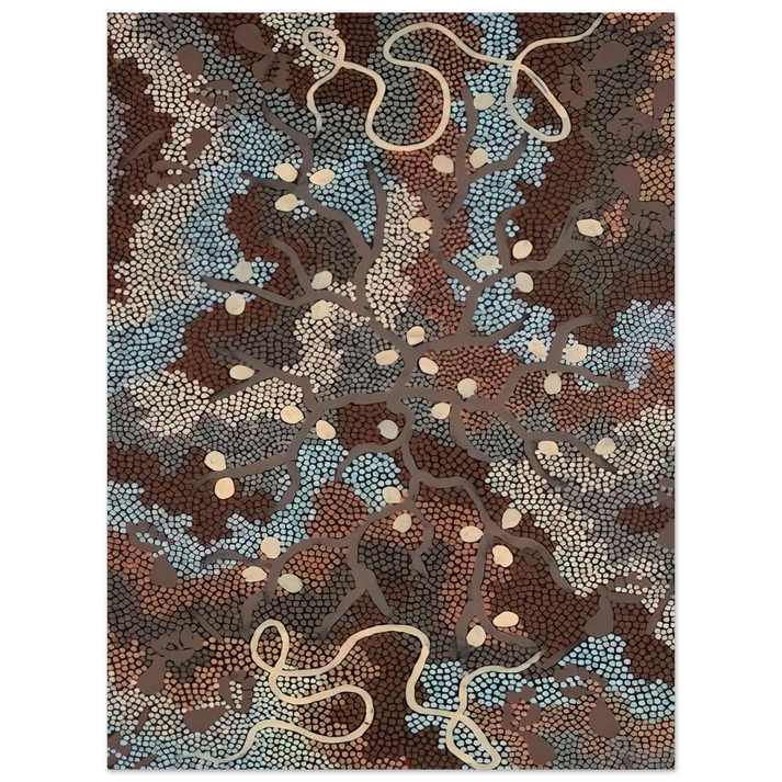 Clifford Possum Tjapaltjarri - Bush Tucker Dreaming - 1984 75x100 cm / 30x40inches Fine Art Poster