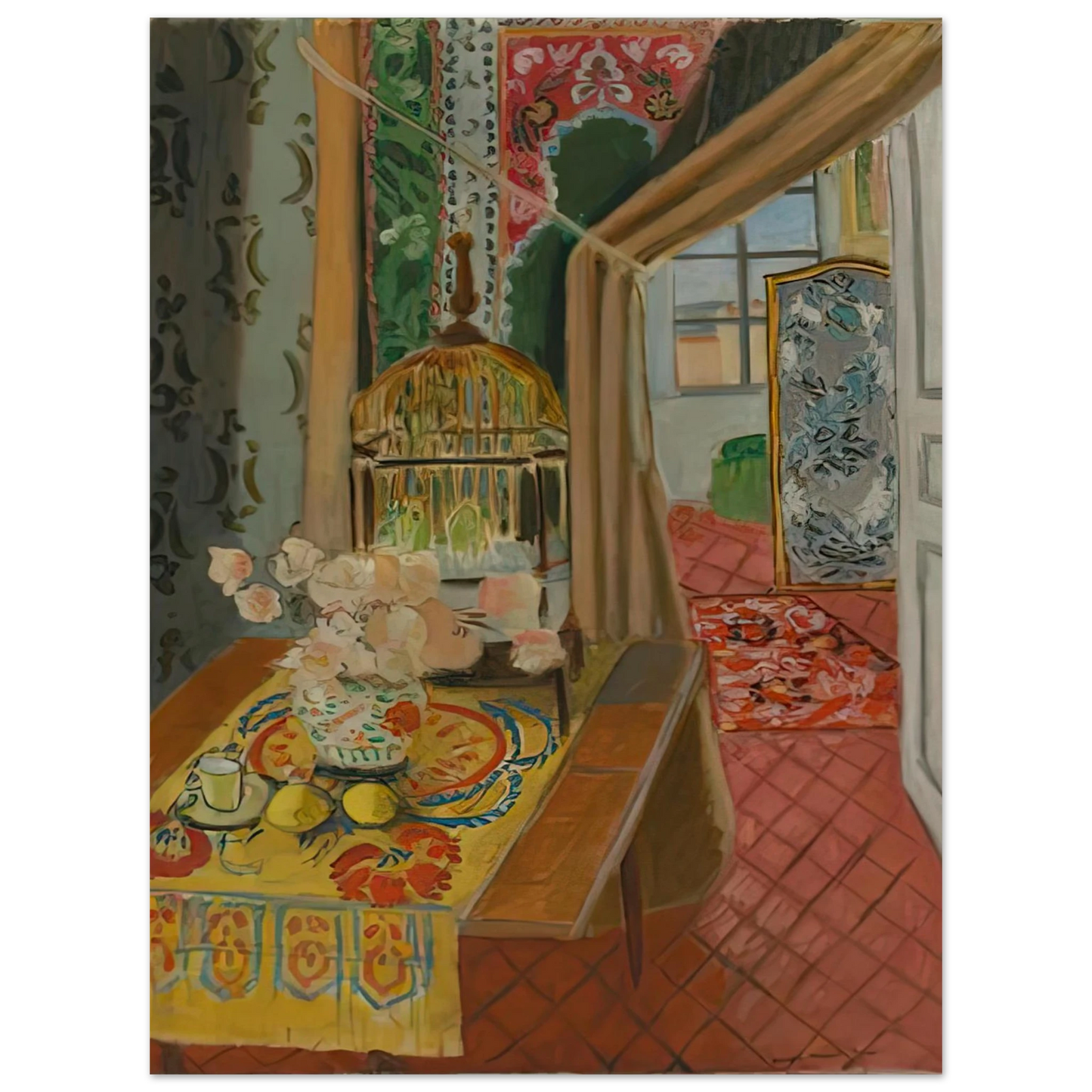 Henri Matisse - INTERIOR FLOWERS AND PARAKEETS 1924 75x100 cm / 30x40inches Fine Art Poster