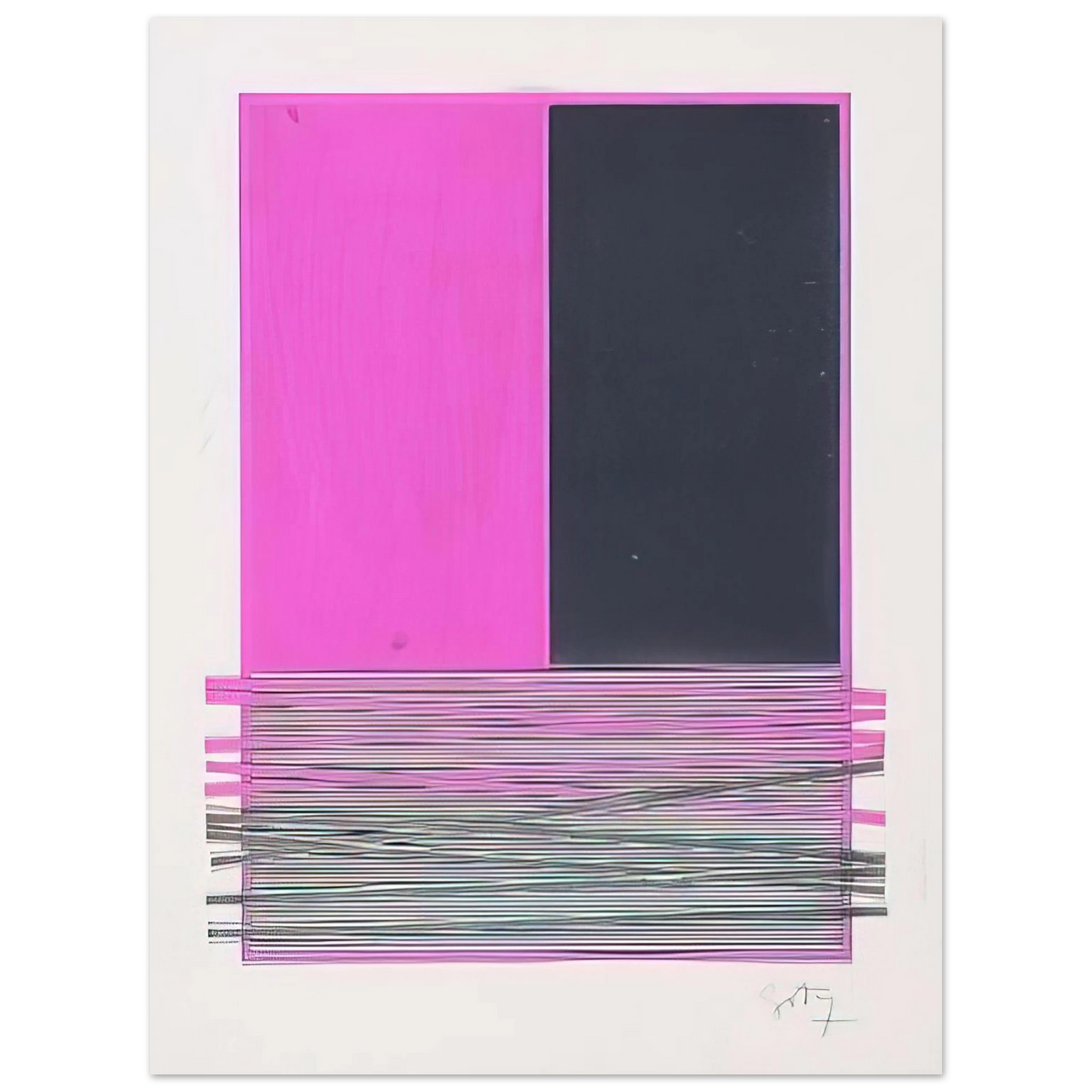 Jesus Rafael Soto - ABSTRACT COMPOSITION WITH SILVER AND MAGENTA 1970 75x100 cm / 30x40inches Fine Art Poster