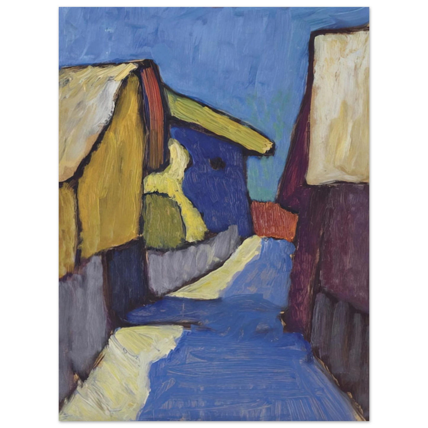 Gabriele Munter - DORFSTRASSE IN BLAU 75x100 cm / 30x40inches Fine Art Poster