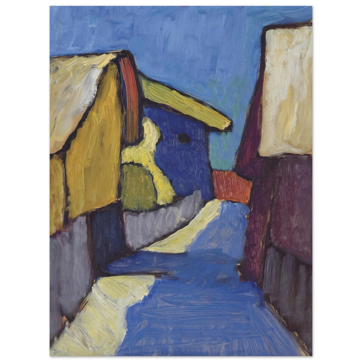 Gabriele Munter - DORFSTRASSE IN BLAU 75x100 cm / 30x40inches Fine Art Poster