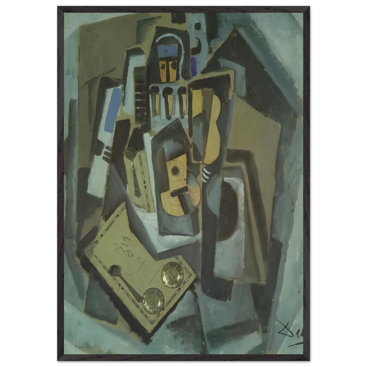 PIERROT AND GUITAR - Salvador Dali 70x100 cm / 28x40 inches Framed Art Print – Black Wooden Frame