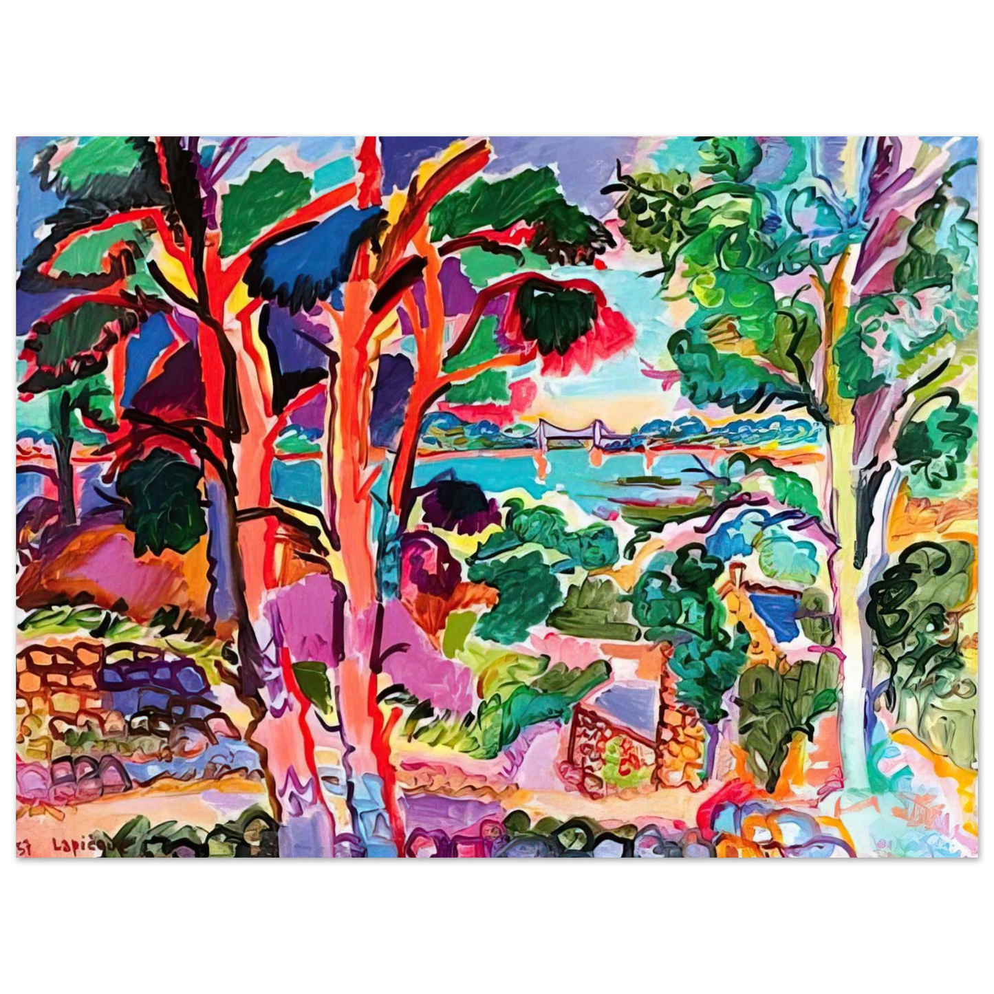 Charles Lapicque - Le trieux a Lancerf - 1957 75x100 cm / 30x40inches Fine Art Poster