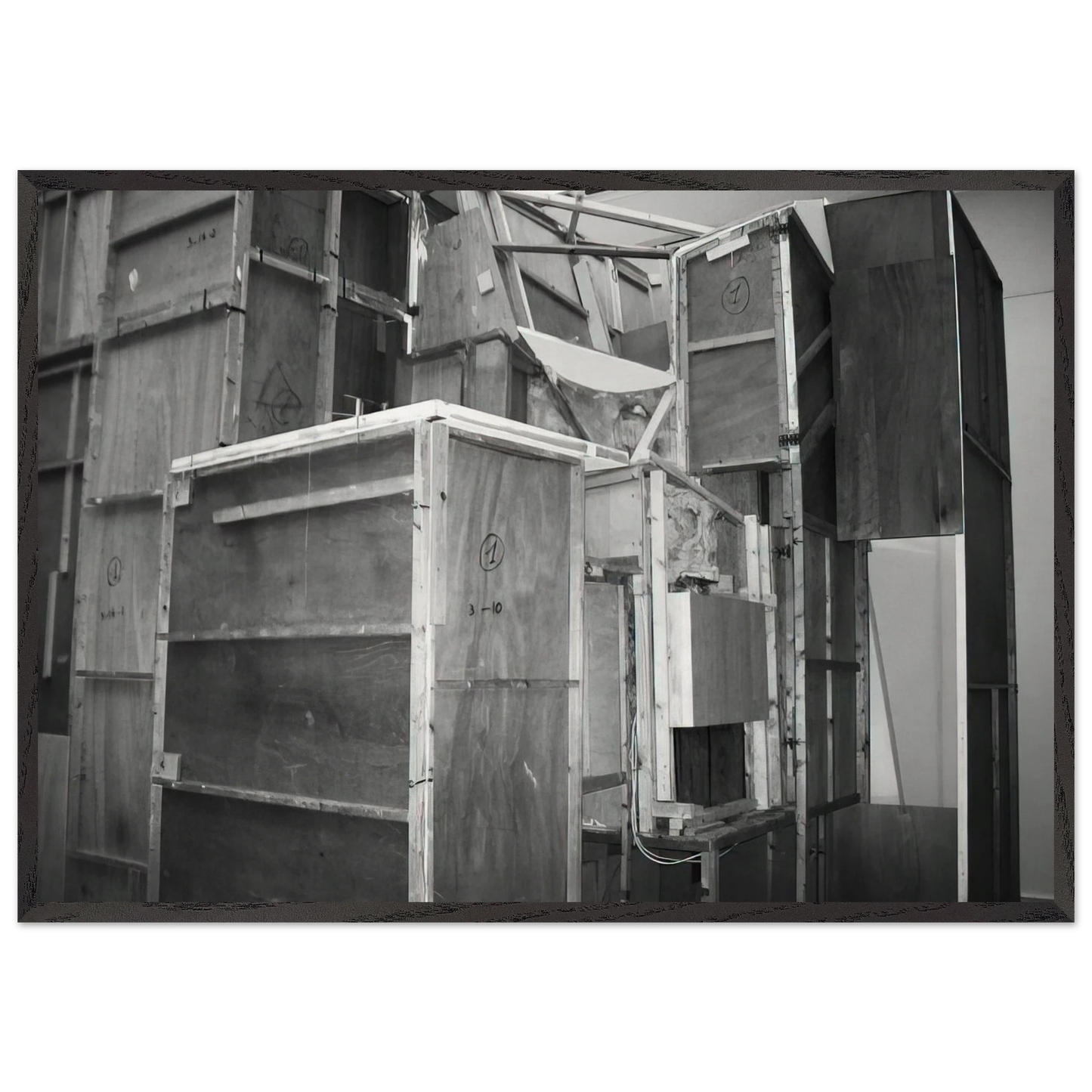 MERZBAU SEEN FROM THE OUTSIDE 1933 - Kurt Schwitters 70x100 cm / 28x40 inches Framed Art Print – Black Wooden Frame