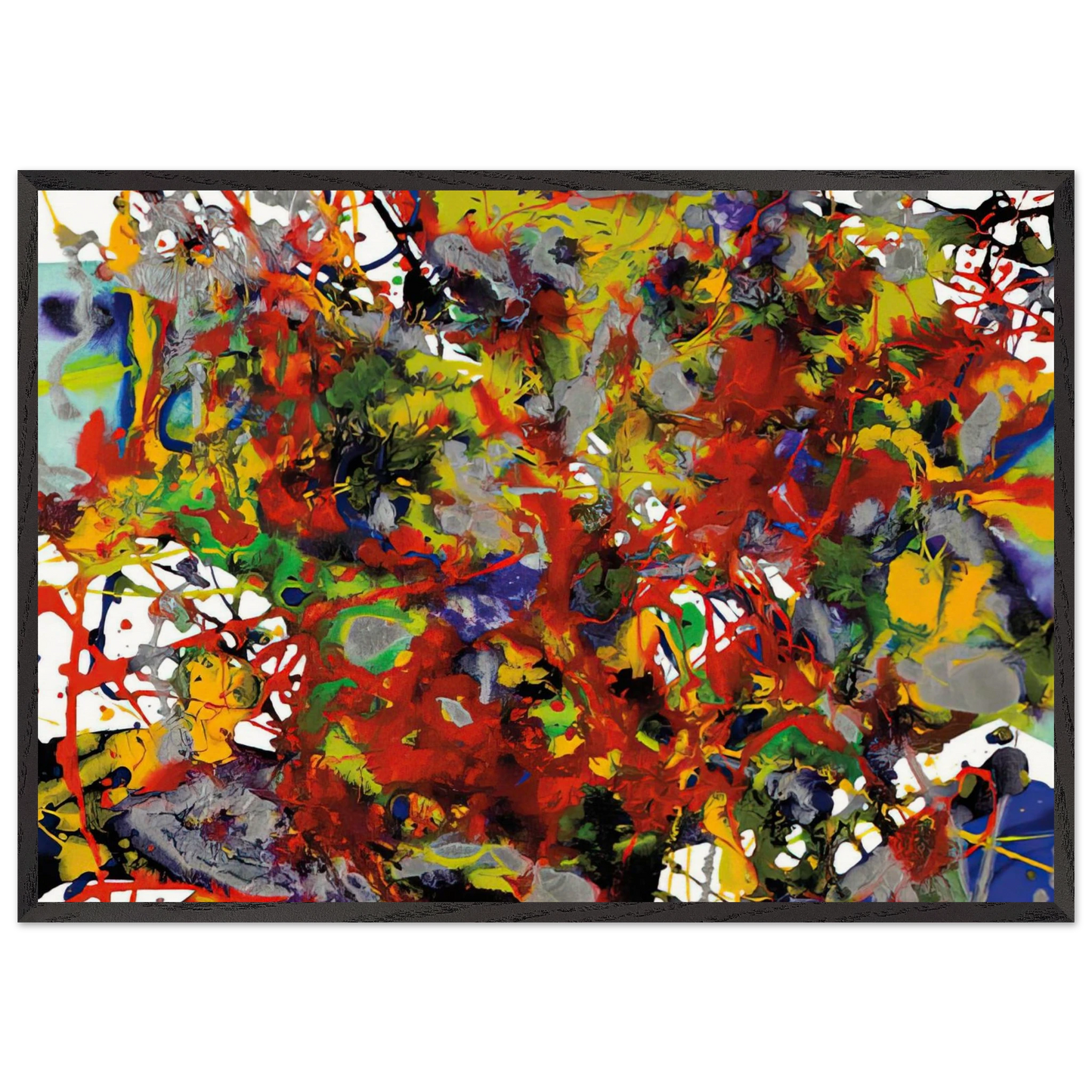 Untitled SFP94-29 SFF 1708 e - Sam Francis 70x100 cm / 28x40 inches Framed Art Print – Black Wooden Frame