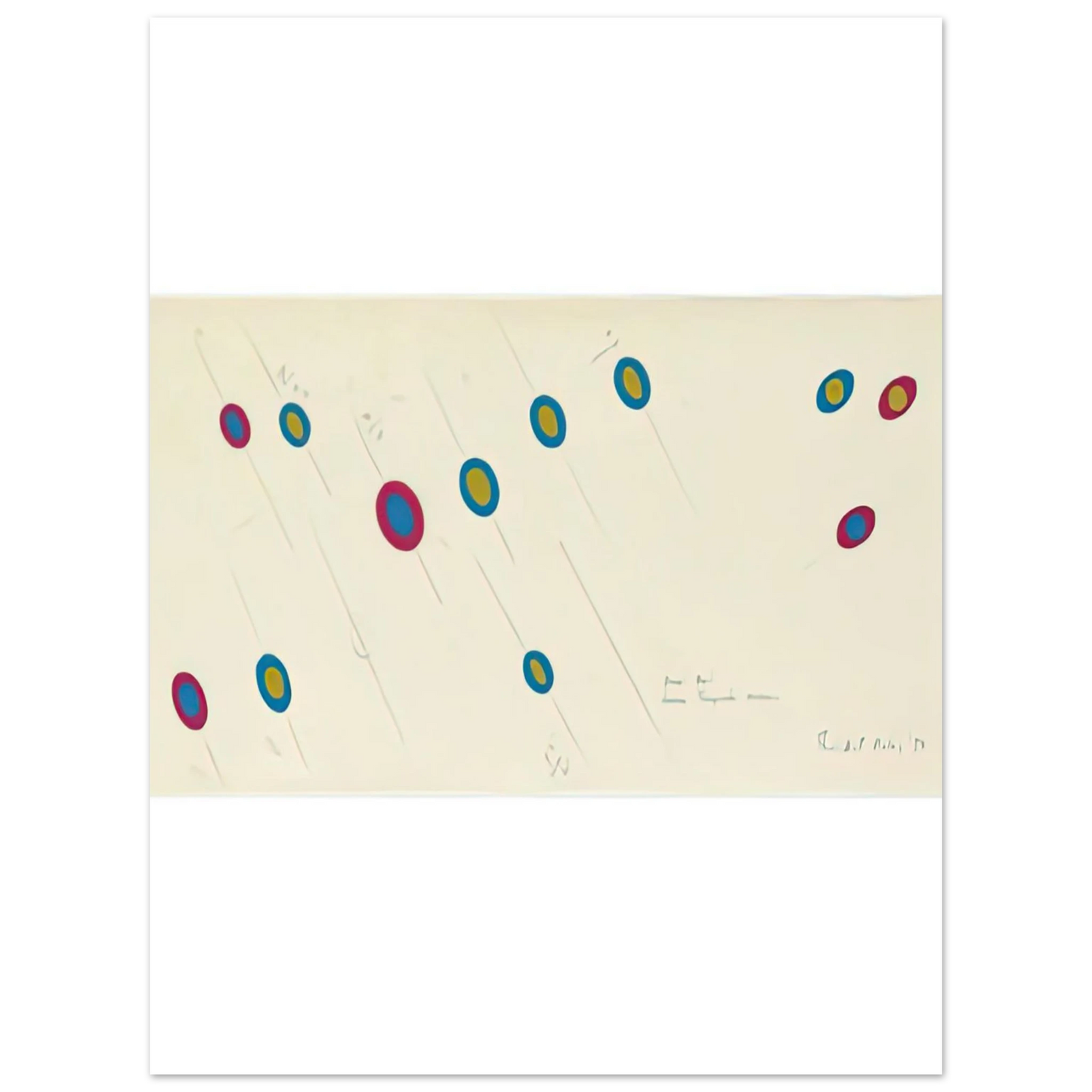 Bridget Riley - OVAL AXIS CERISE TURQUOISE OCHRE 1970 75x100 cm / 30x40inches Fine Art Poster
