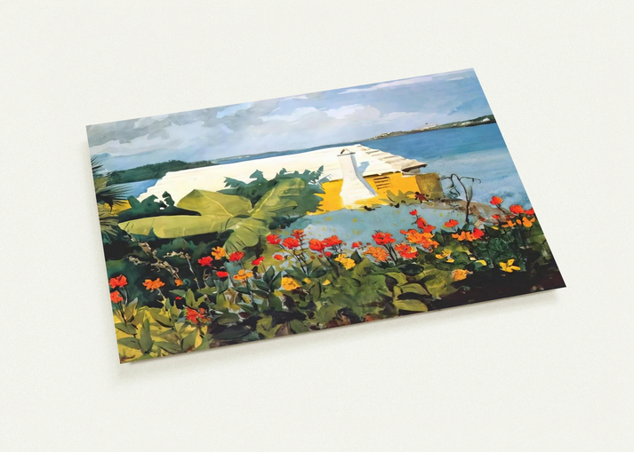 FLOWER GARDEN AND BUNGALOW BERMUDA By Winslow Homer Pack of 10 Post Cards | Winslow Homer Post Cards | A6 (10.5 x 14.8 cm) - 4.1 x 5.8 inches