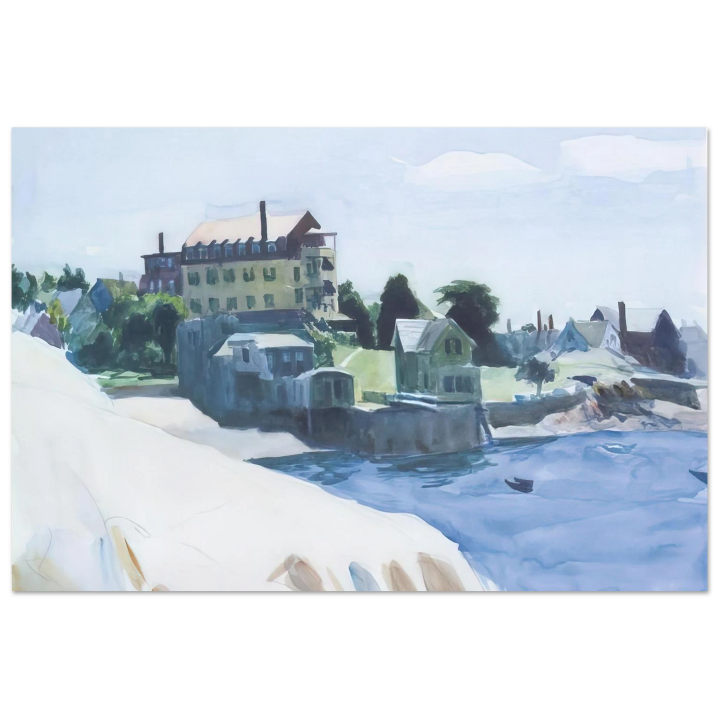 Edward Hopper - Small Town on Cove Fine Art Poster