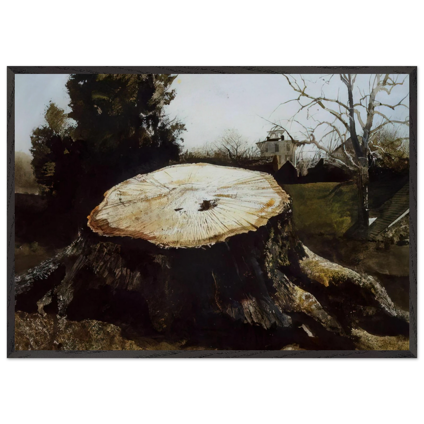 THE BIG OAK - Andrew Wyeth 70x100 cm / 28x40 inches Framed Art Print – Black Wooden Frame