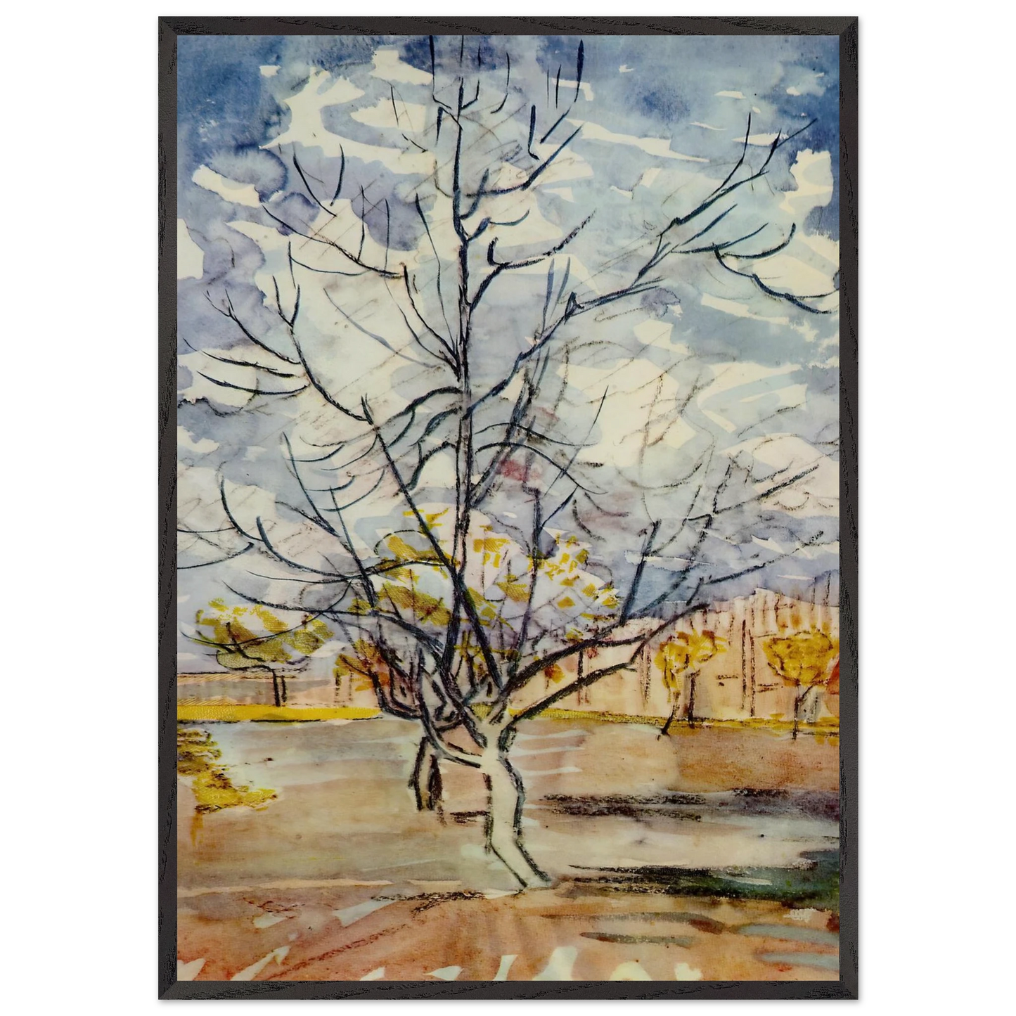 Pink Peach Trees - Vincent van Gogh 70x100 cm / 28x40 inches Framed Art Print – Black Wooden Frame
