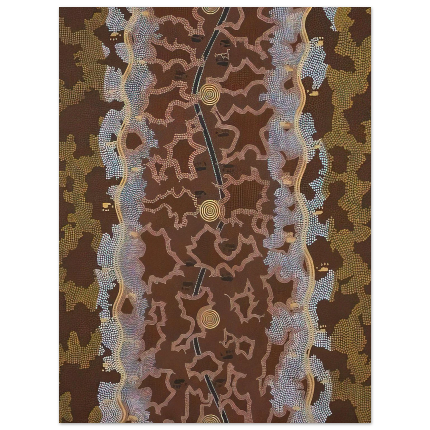 Clifford Possum Tjapaltjarri - Possum Dreaming at Napperby - 1979 75x100 cm / 30x40inches Fine Art Poster