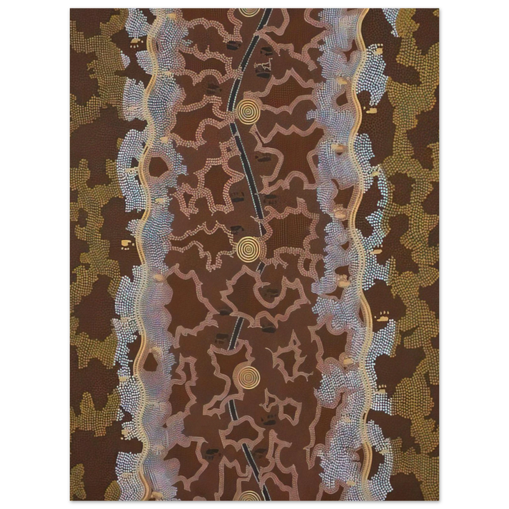 Clifford Possum Tjapaltjarri - Possum Dreaming at Napperby - 1979 75x100 cm / 30x40inches Fine Art Poster