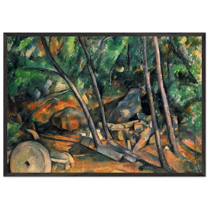 Woods with Millstone - Paul Cezanne 70x100 cm / 28x40 inches Framed Art Print – Black Wooden Frame