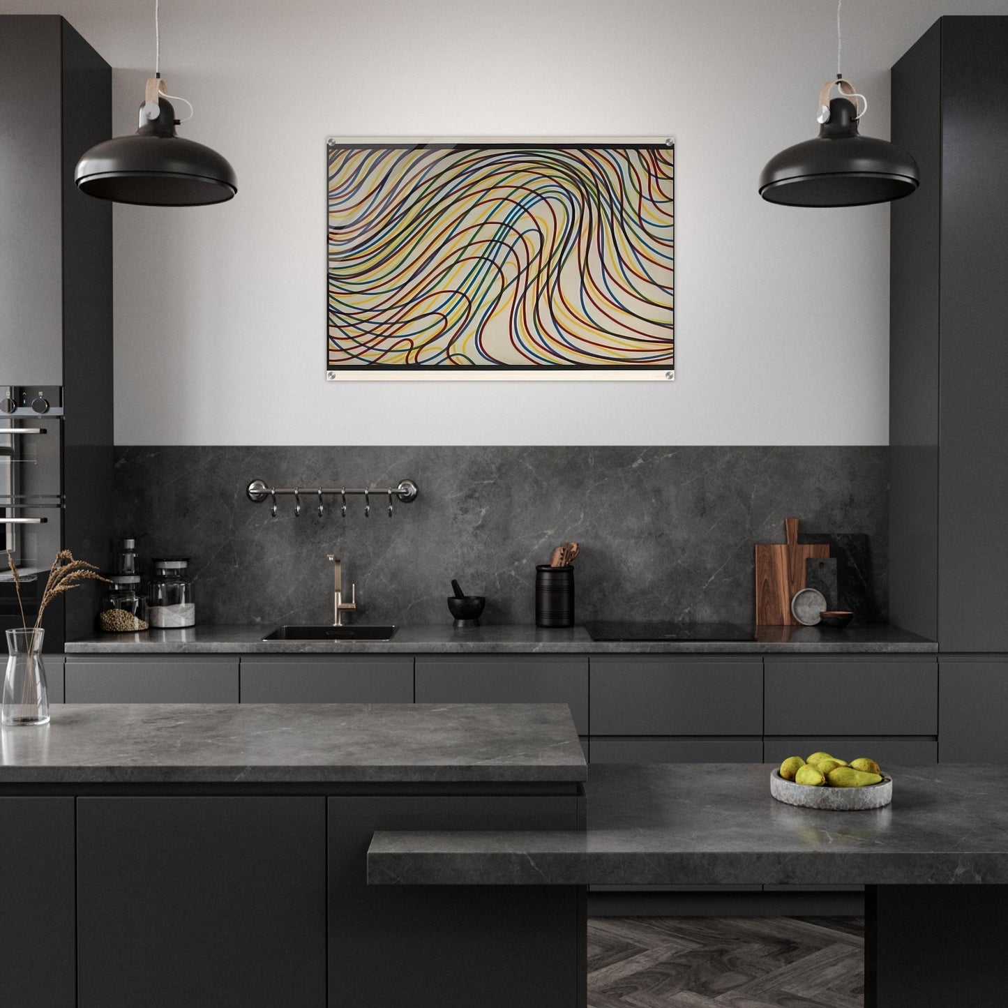 Wavy Lines with Black Border - Sol LeWitt Acrylic Print - 70x100 cm / 28x40″ inches