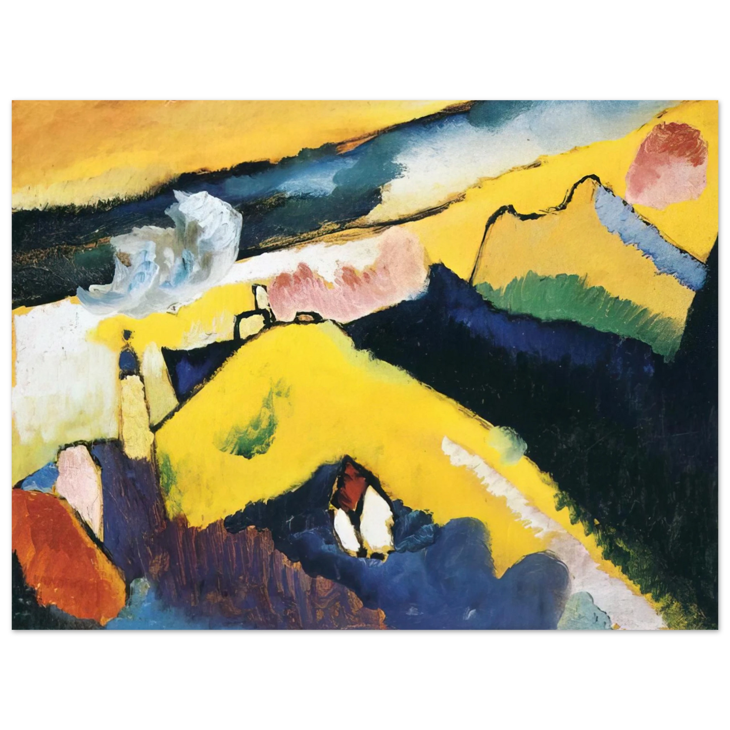 Wassily Kandinsky - MOUNTAIN LANDSCAPE WITH CHURCH 1910 75x100 cm / 30x40inches Fine Art Poster