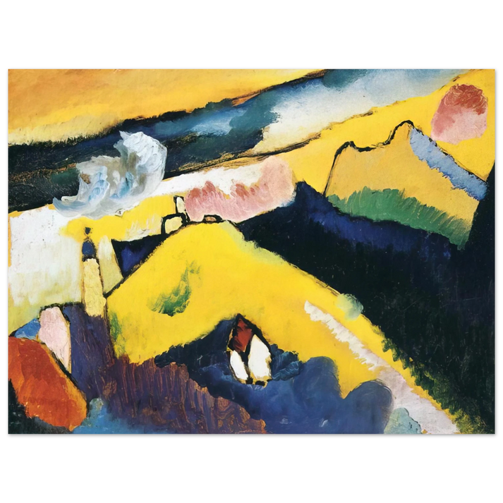 Wassily Kandinsky - MOUNTAIN LANDSCAPE WITH CHURCH 1910 75x100 cm / 30x40inches Fine Art Poster
