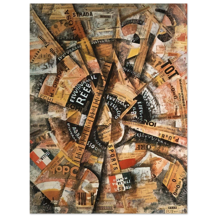 Carlo Carra - INTERVENTIONIST DEMONSTRATION PATRIOTIC HOLIDAY FREEWORD PAINTING 1914 1914 75x100 cm / 30x40inches Fine Art Poster