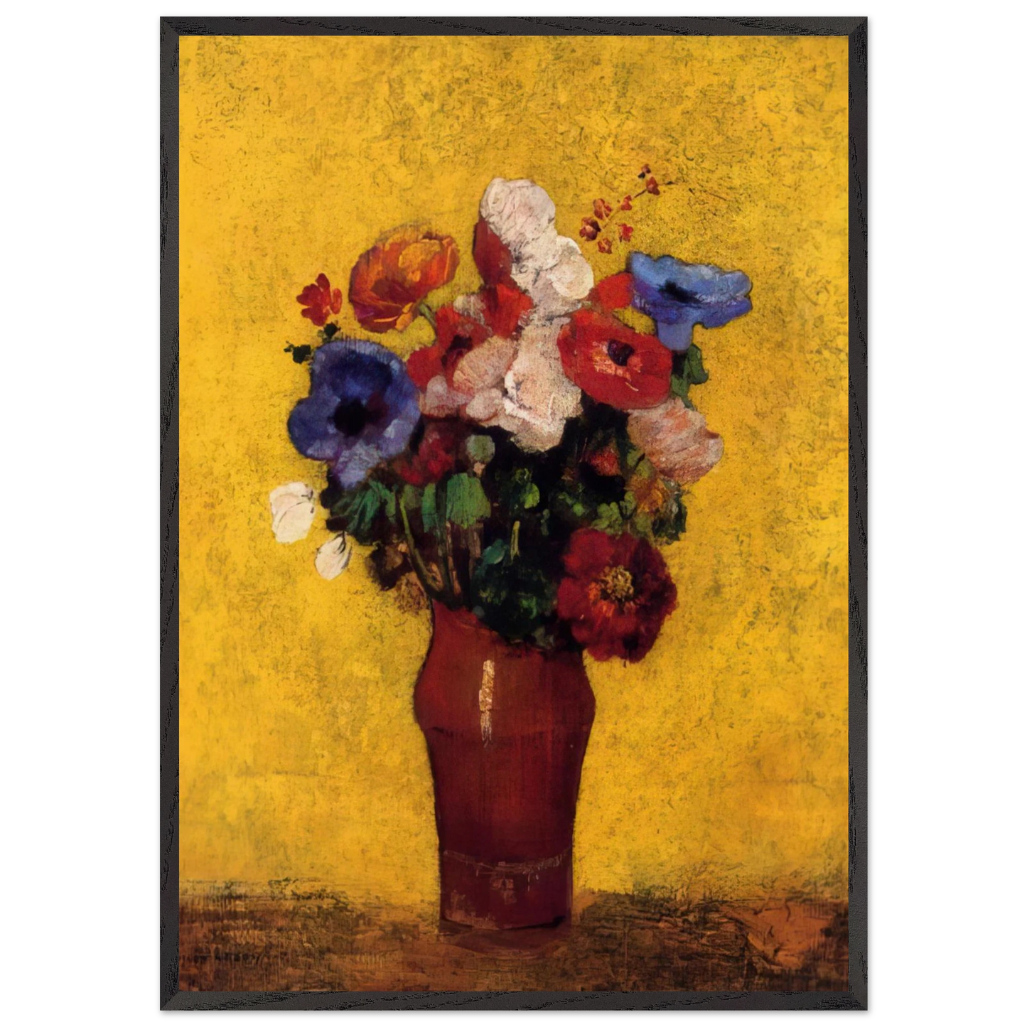 FLOWERS 4 - Odilon Redon 70x100 cm / 28x40 inches Framed Art Print – Black Wooden Frame