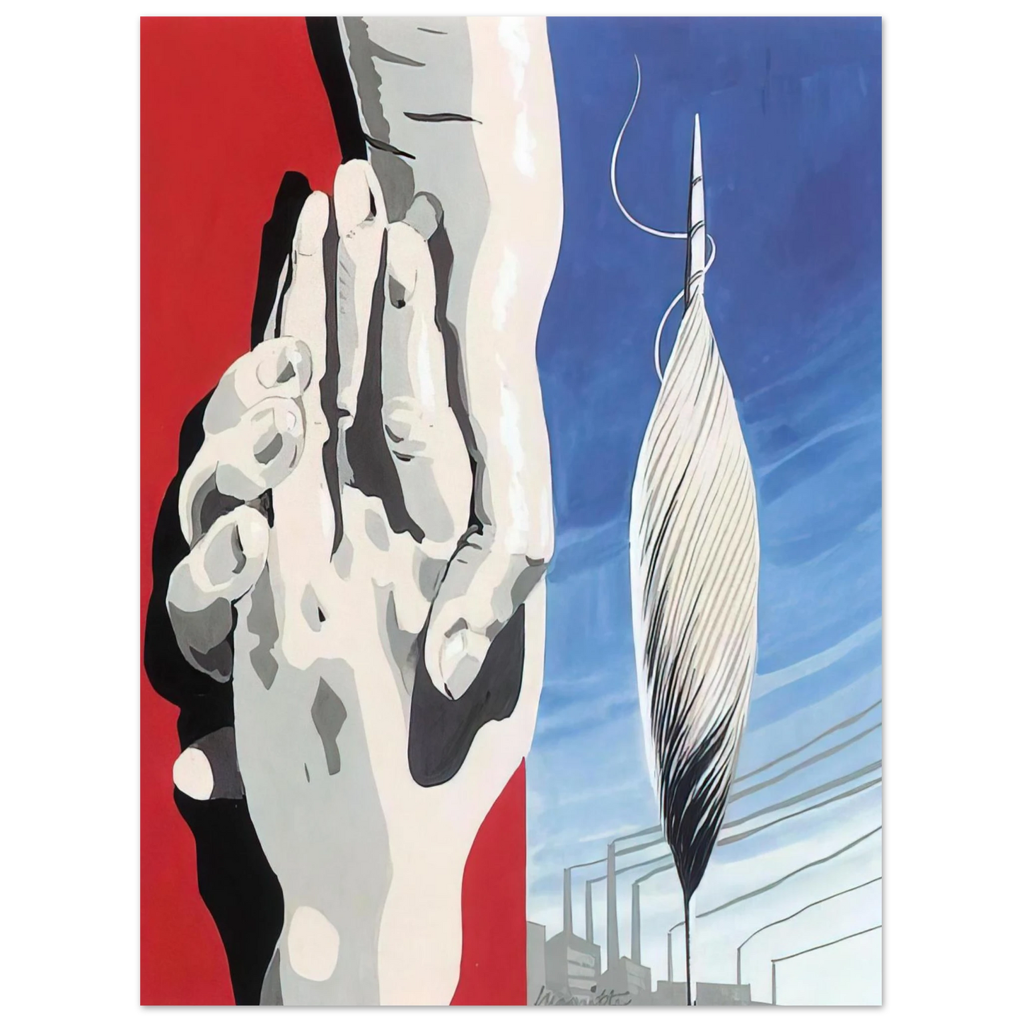 Rene Magritte - PROJECT OF POSTER THE CENTER OF TEXTILE WORKERS IN BELGIUM 1938 1 75x100 cm / 30x40inches Fine Art Poster