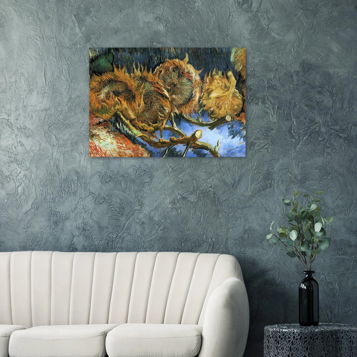 Still Life with Four Sunflowers - Vincent van Gogh Brushed Aluminum Print - 70x100 cm / 28x40 inches | Vincent van Gogh Aluminum Print | Vincent van Gogh Prints