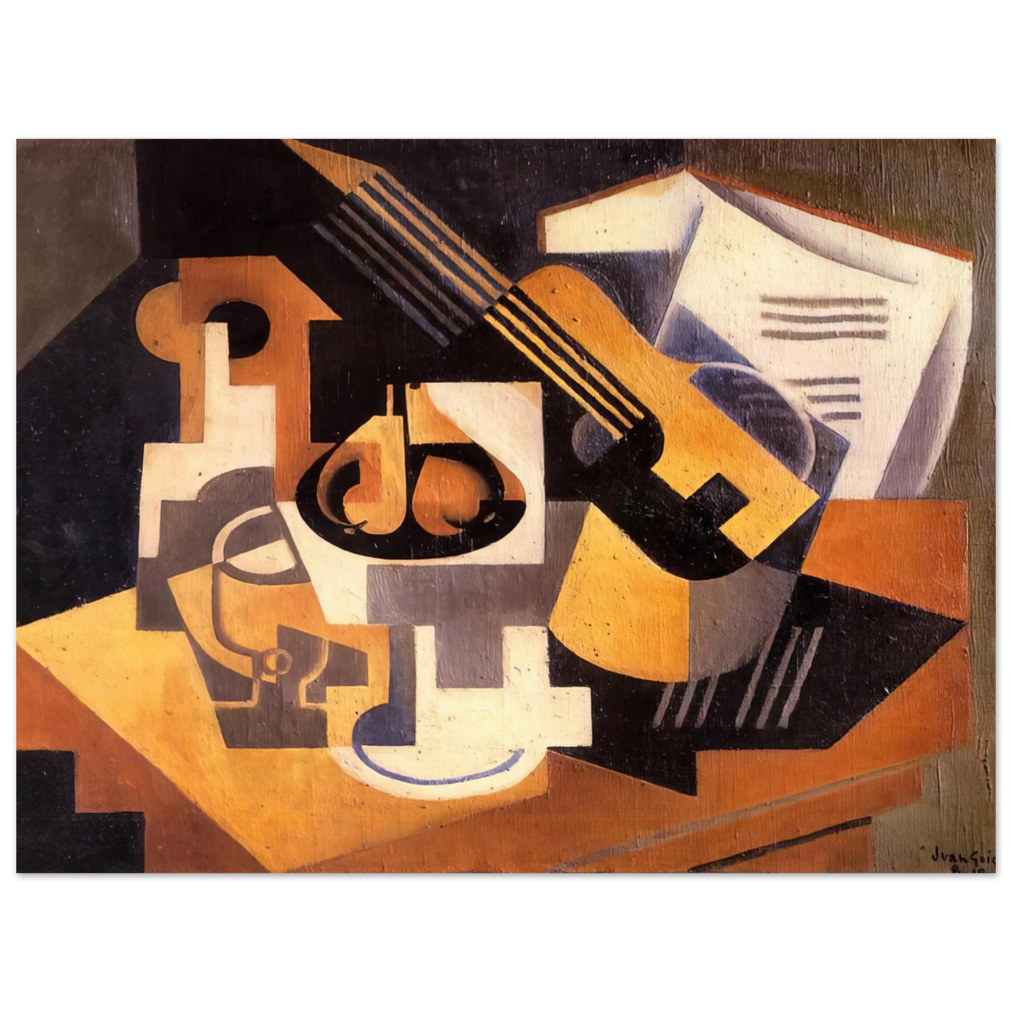 Juan Gris - GUITAR AND FRUIT BOWL ON A TABLE 1918 75x100 cm / 30x40inches Fine Art Poster