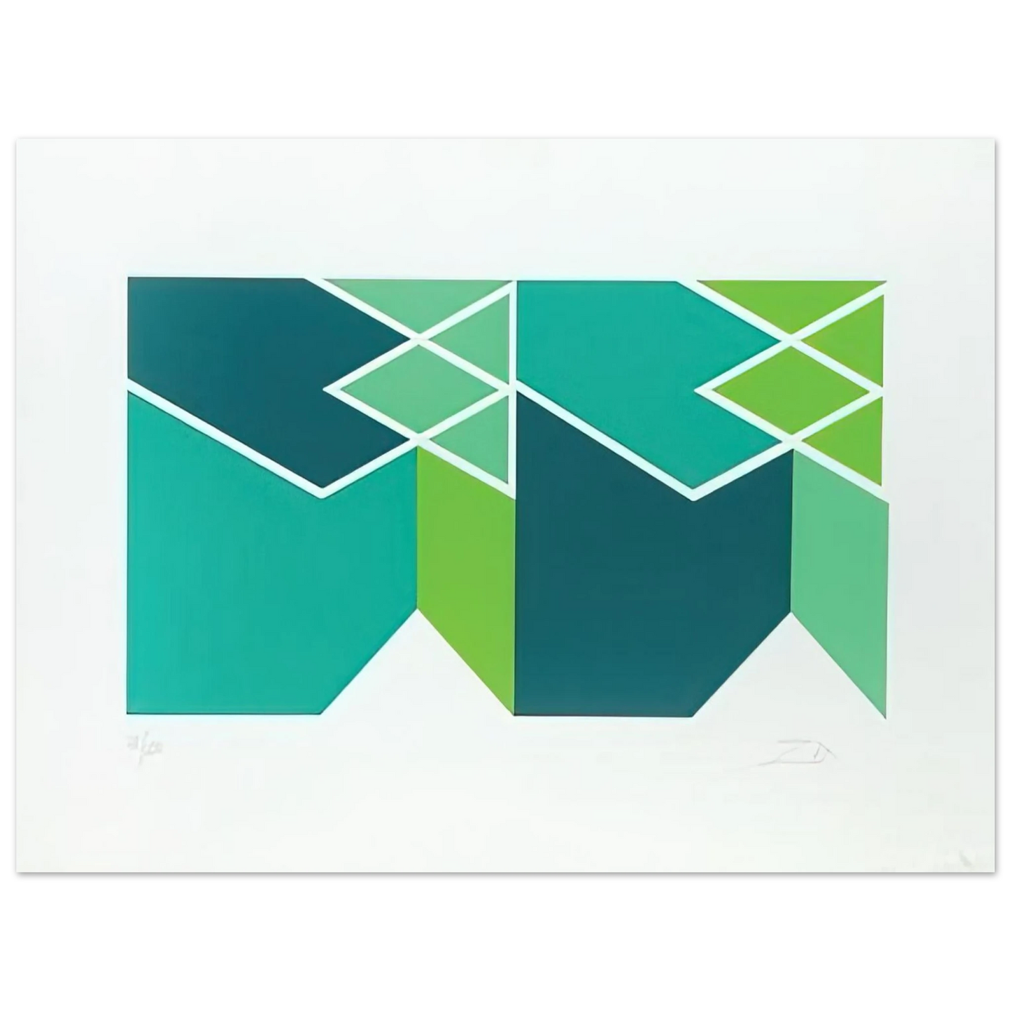 Larry Zox - Green Composition - 1980 75x100 cm / 30x40inches Fine Art Poster
