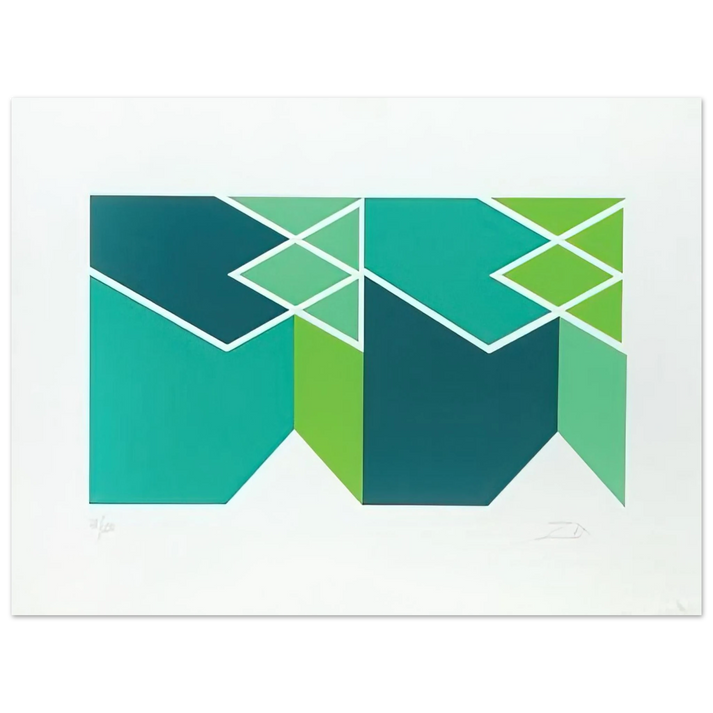 Larry Zox - Green Composition - 1980 75x100 cm / 30x40inches Fine Art Poster