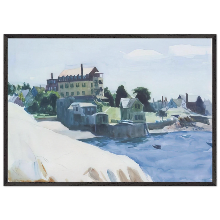 Small Town on Cove - Edward Hopper 70x100 cm / 28x40 inches Framed Art Print – Black Wooden Frame