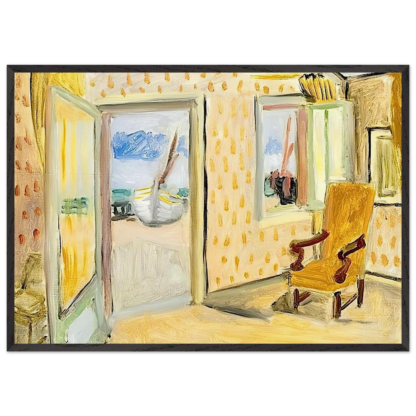 INTERIOR OPEN DOOR 1920 - Henri Matisse 70x100 cm / 28x40 inches Framed Art Print – Black Wooden Frame