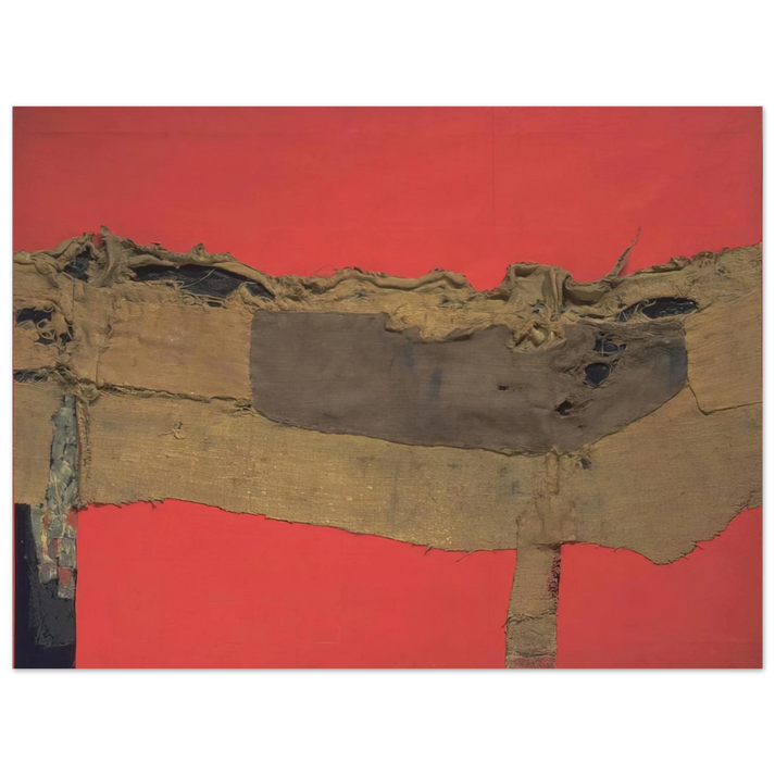Alberto Burri - Sacking and Red - 1954 75x100 cm / 30x40inches Fine Art Poster