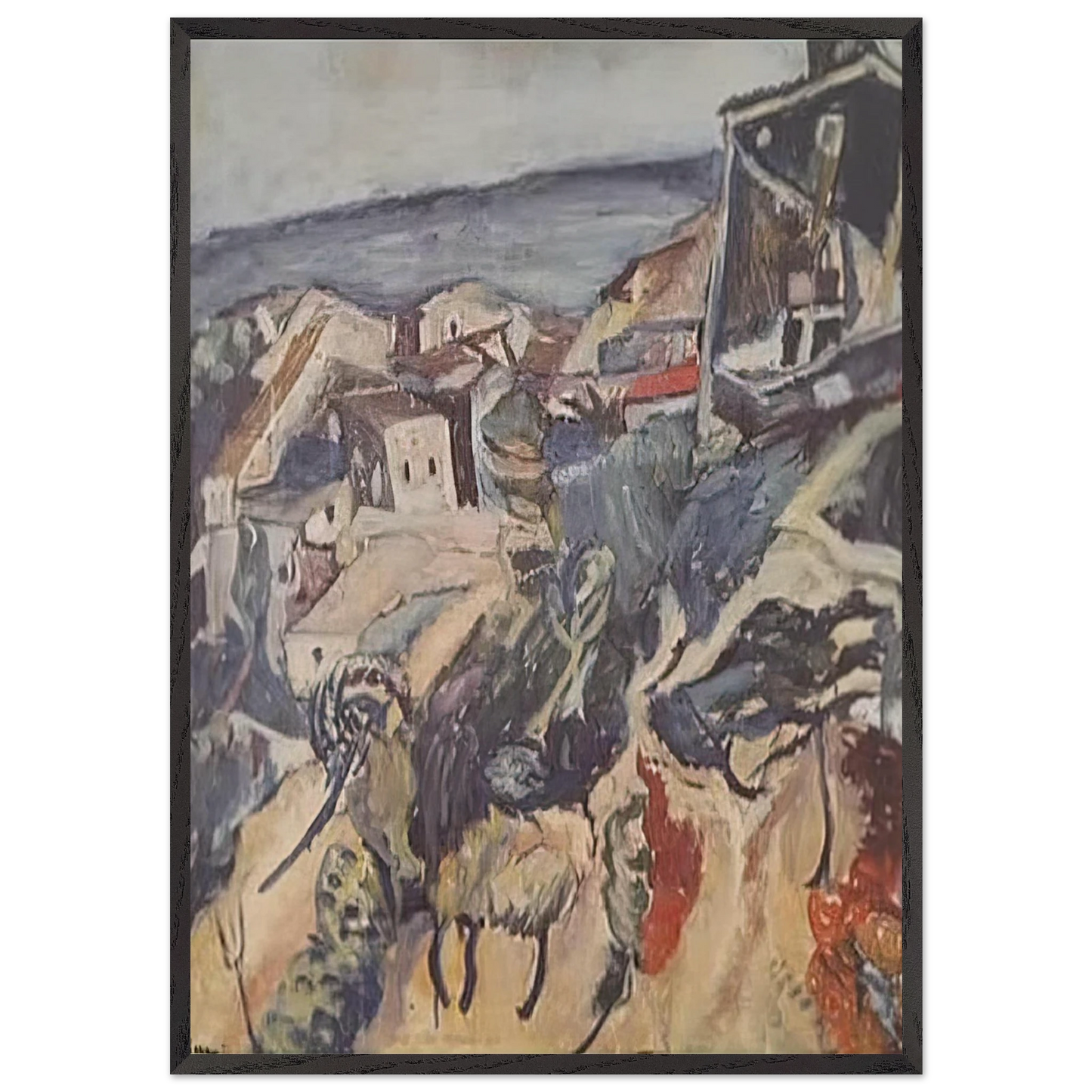 HOUSES BY THE SEA 1918 - Chaim Soutine 70x100 cm / 28x40 inches Framed Art Print – Black Wooden Frame