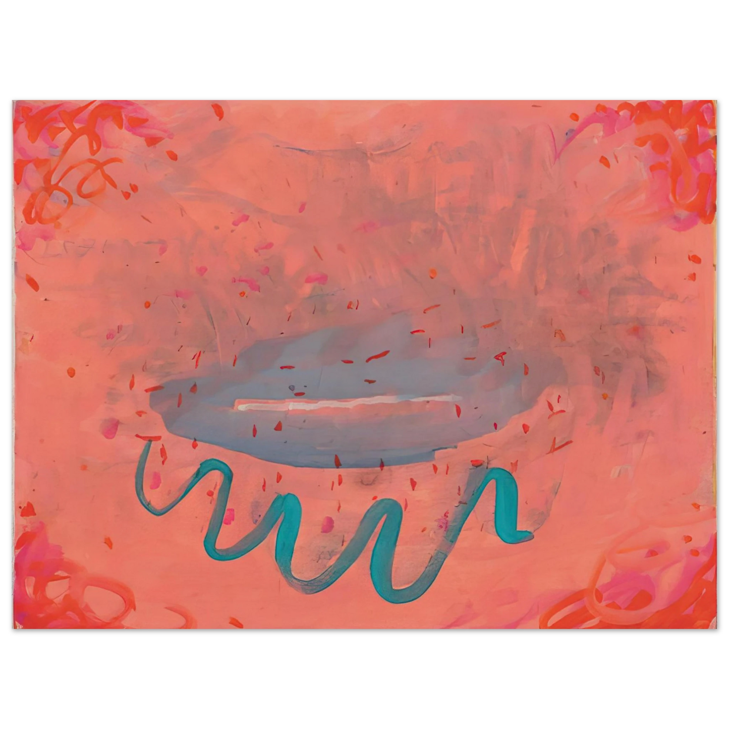 Paul Thek - Untitled Lips with Turquoise - 1984 75x100 cm / 30x40inches Fine Art Poster