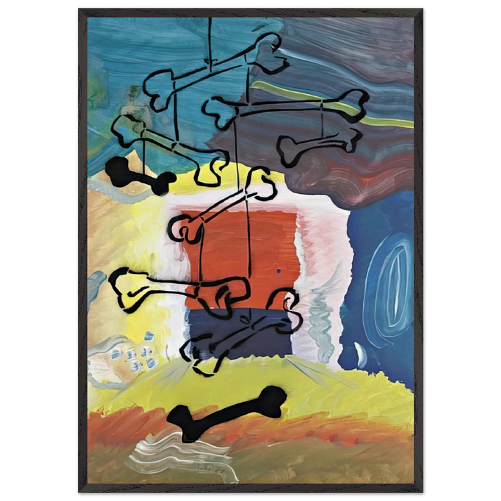 KNOCHEN MOBILE 1981 - Sigmar Polke 70x100 cm / 28x40 inches Framed Art Print – Black Wooden Frame