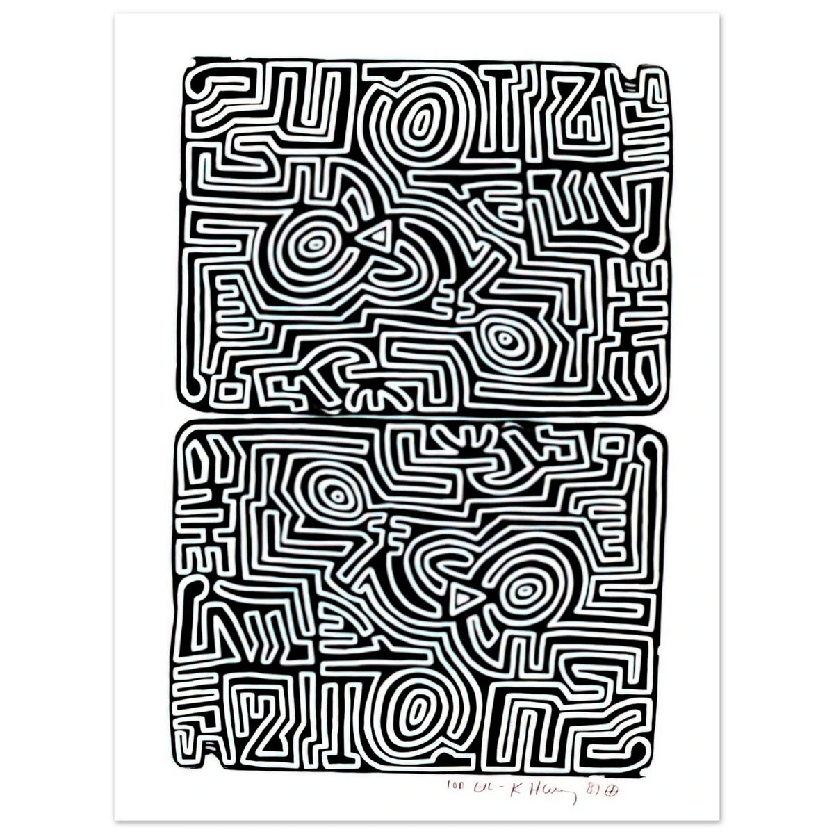 Keith Haring - LABYRINTH 1989 75x100 cm / 30x40inches Fine Art Poster