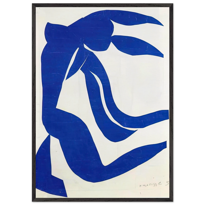 THE FLOWING HAIR 1952 - Henri Matisse 70x100 cm / 28x40 inches Framed Art Print – Black Wooden Frame