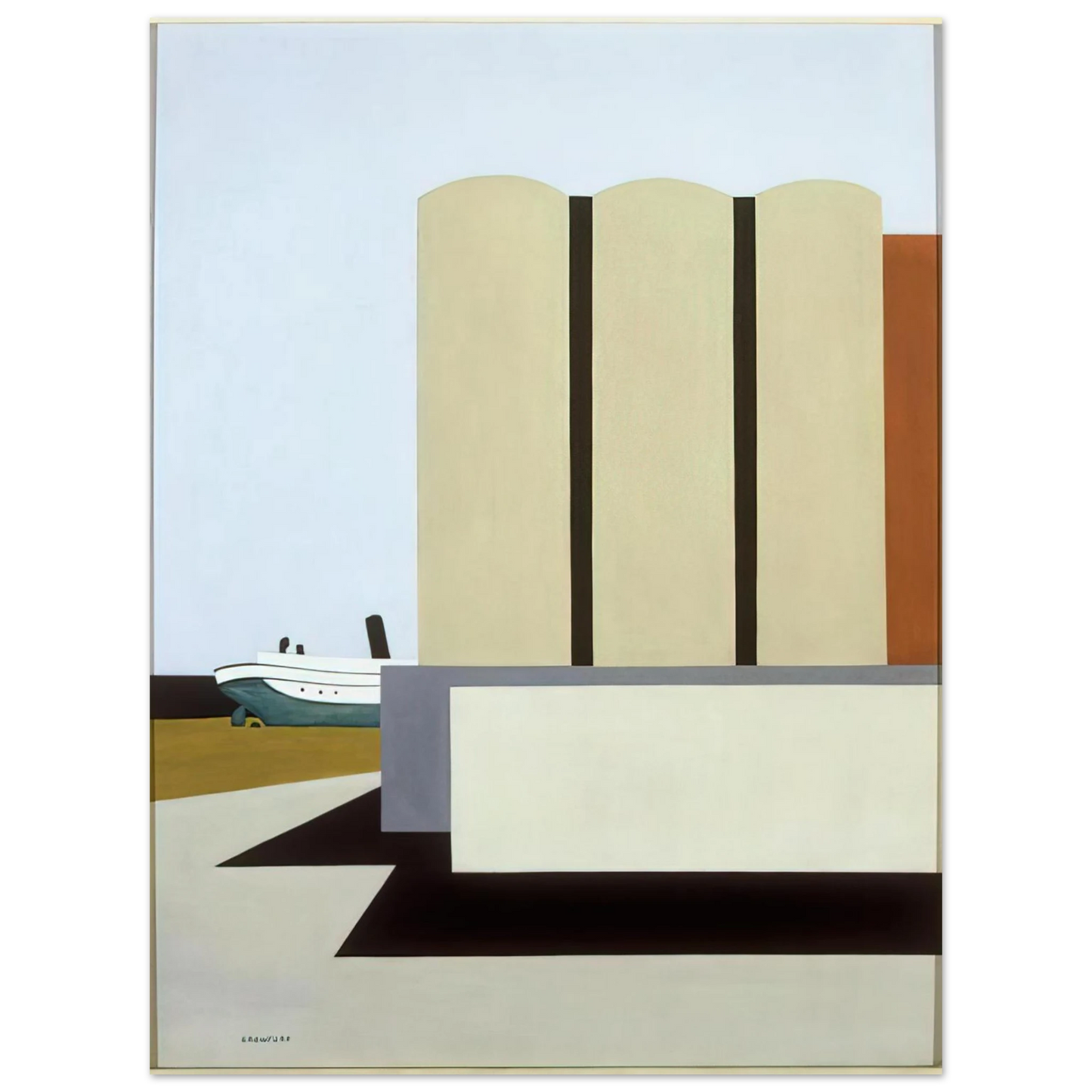 Ralston Crawford - Boat and Grain Elevators No. 2 - 1942 75x100 cm / 30x40inches Fine Art Poster
