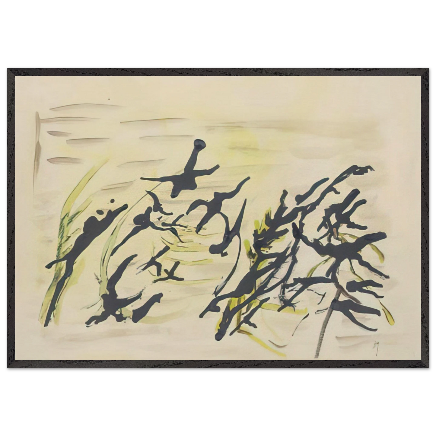 Composition - Surrealism Tachisme - Henri Michaux 70x100 cm / 28x40 inches Framed Art Print – Black Wooden Frame