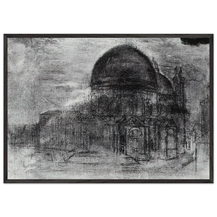 CATHEDRAL UNFINISHED - Salvador Dali 70x100 cm / 28x40 inches Framed Art Print – Black Wooden Frame