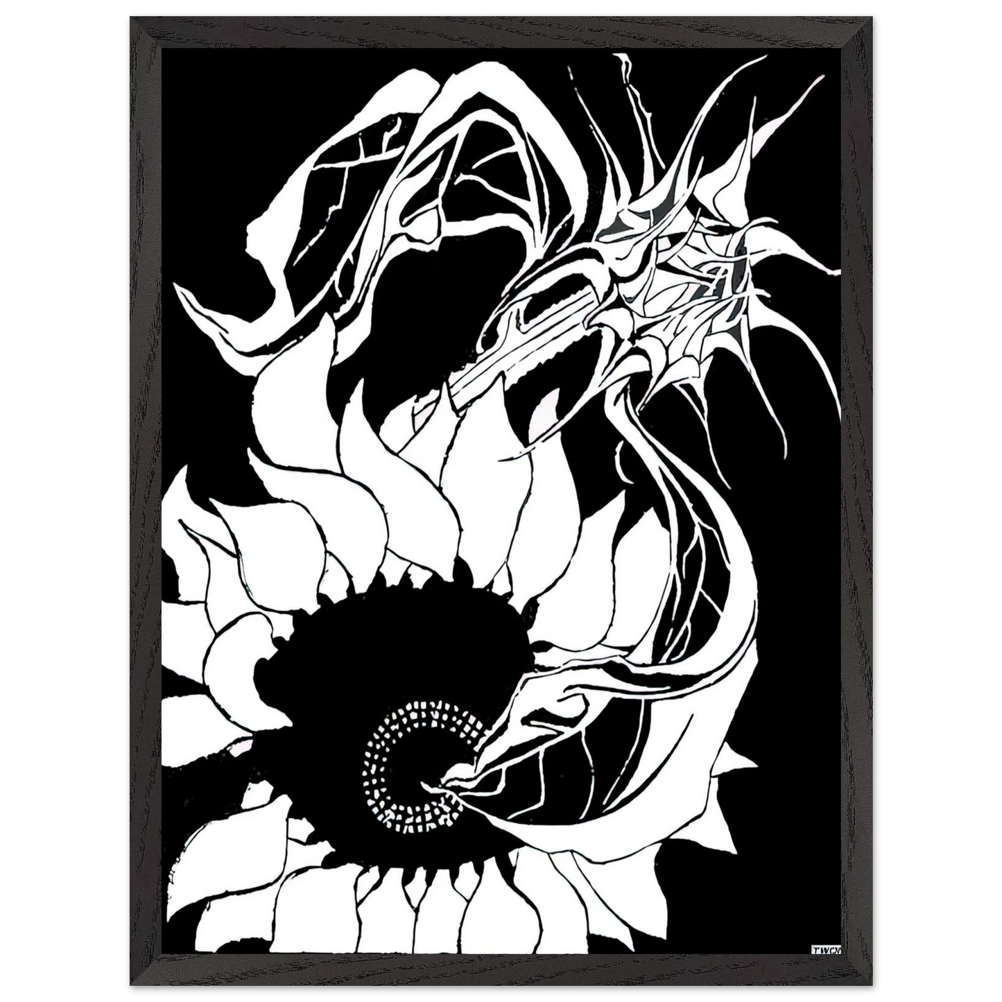 MC Escher - SUNFLOWERS Wall Art - 60x80 cm / 24x32 inches - Premium Wooden Framed Poster With Fine Art Paper-canvas - Wood frame