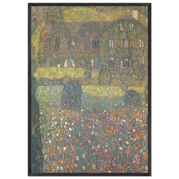 COUNTRY HOUSE BY THE ATTERSEE - Gustav Klimt 70x100 cm / 28x40 inches Framed Art Print – Black Wooden Frame